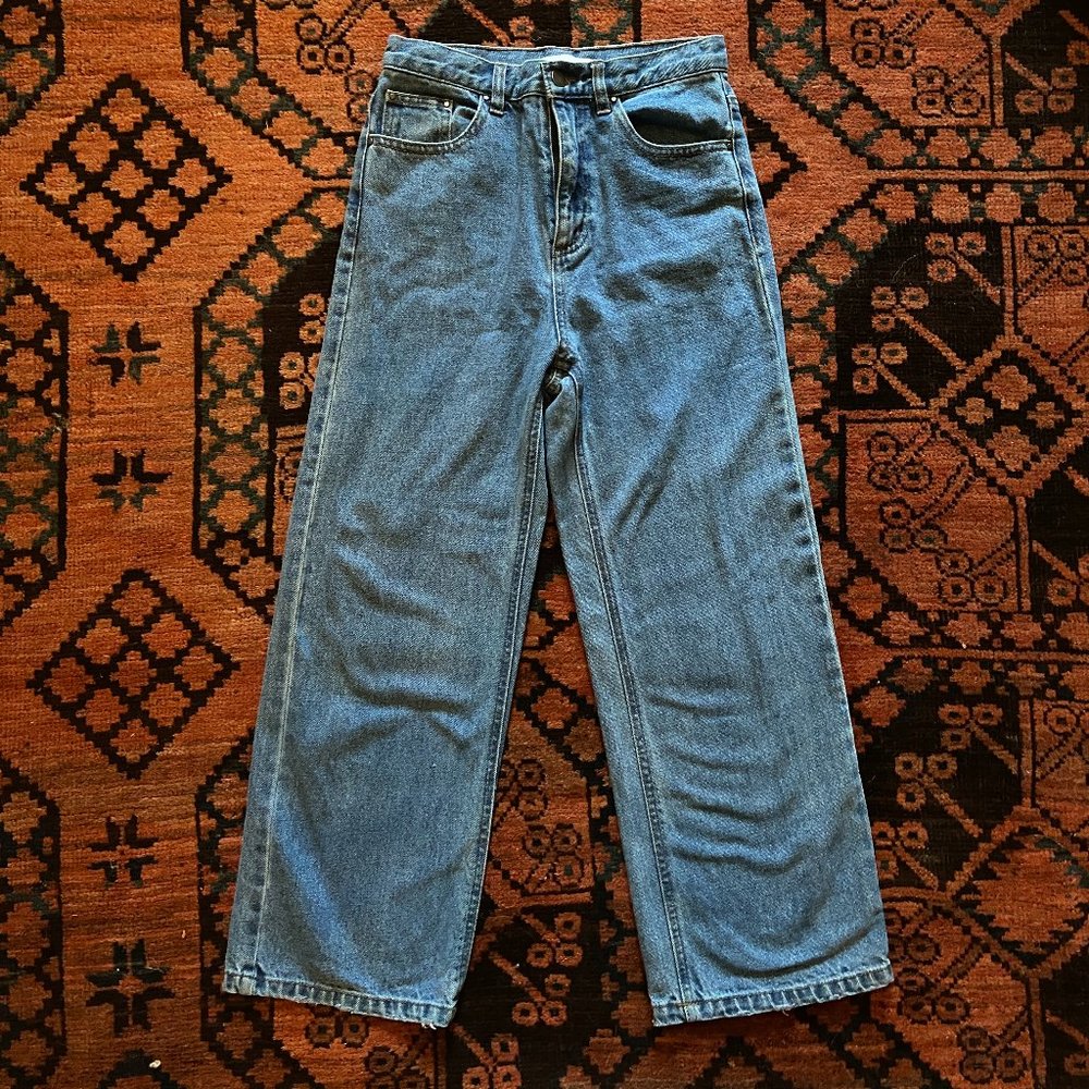 Oak + Fort Wide Leg Cropped High Rise Jeans